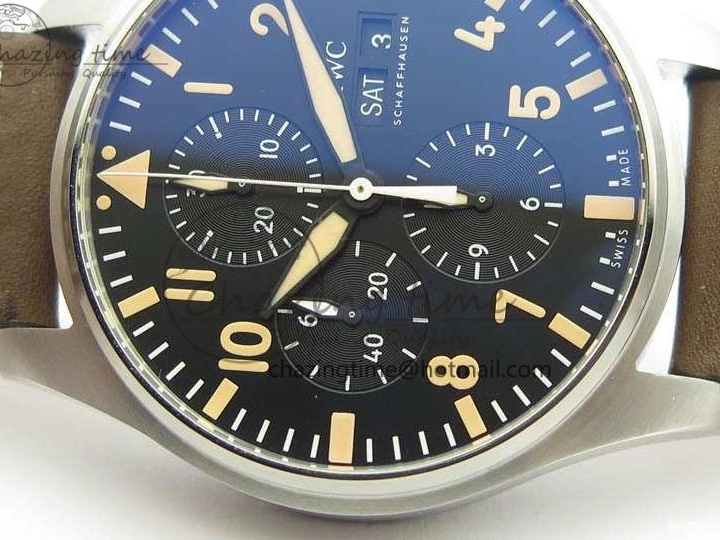 MIROTIME 0301 Pilot Chrono 20th ZF 1:1 Best Edition Black Dial On Brown Leather Strap A ZeroBulk 7236